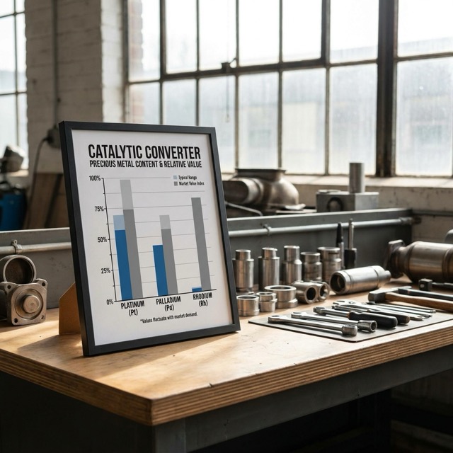 catalytic converter value Illinois - platinum palladium rhodium content chart