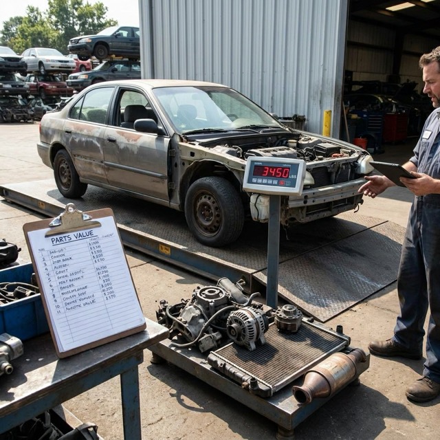 junk car pricing by weight and parts Texas - value breakdown
