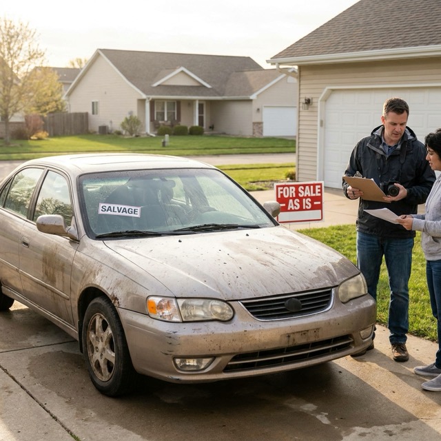 sell flood damaged car Illinois - salvage title process and value