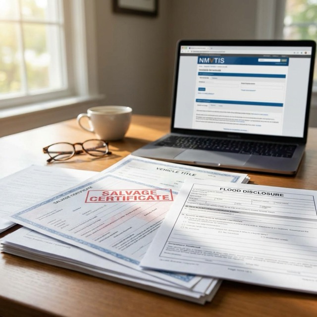 salvage title flood disclosure Illinois - NMVTIS database and title branding